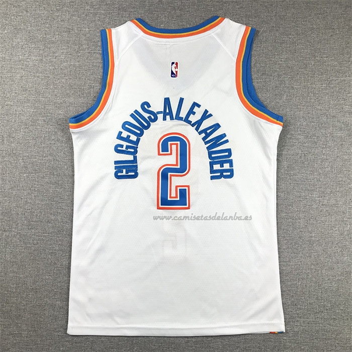 Camiseta Nino Oklahoma City Thunder Shai Gilgeous-Alexander NO 2 Association Blanco